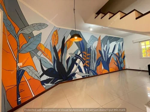 Decorative botanical wall mural